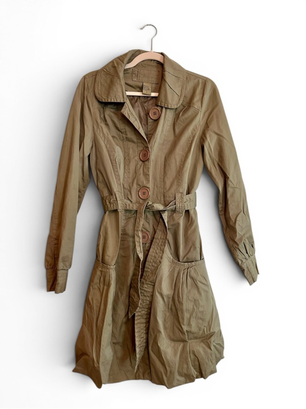 Womens Tan/Beige Belted Trench Coat